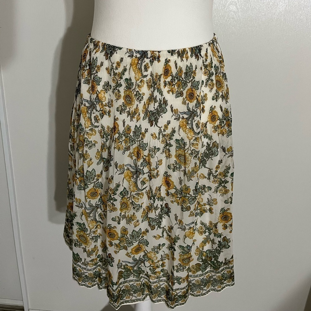 Max Studio Elastic Waist Sunflower Print Lined Skirt Size Small